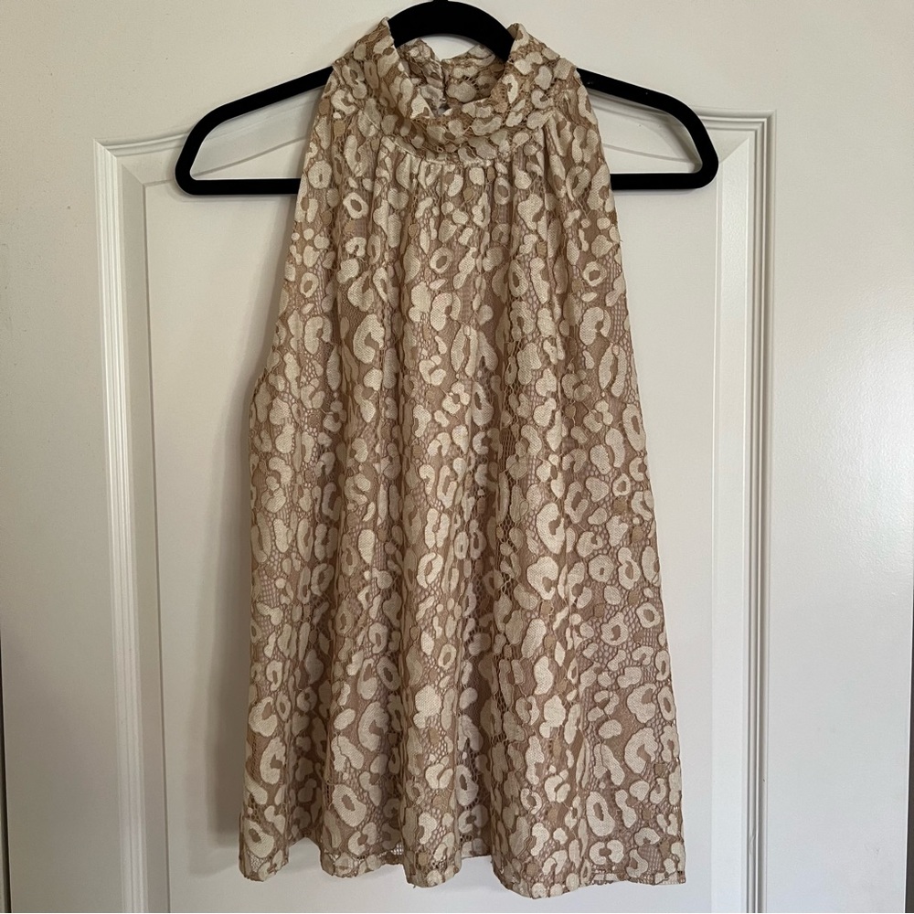 LOFT Outlet Beige Embroidered Top (Size XL)